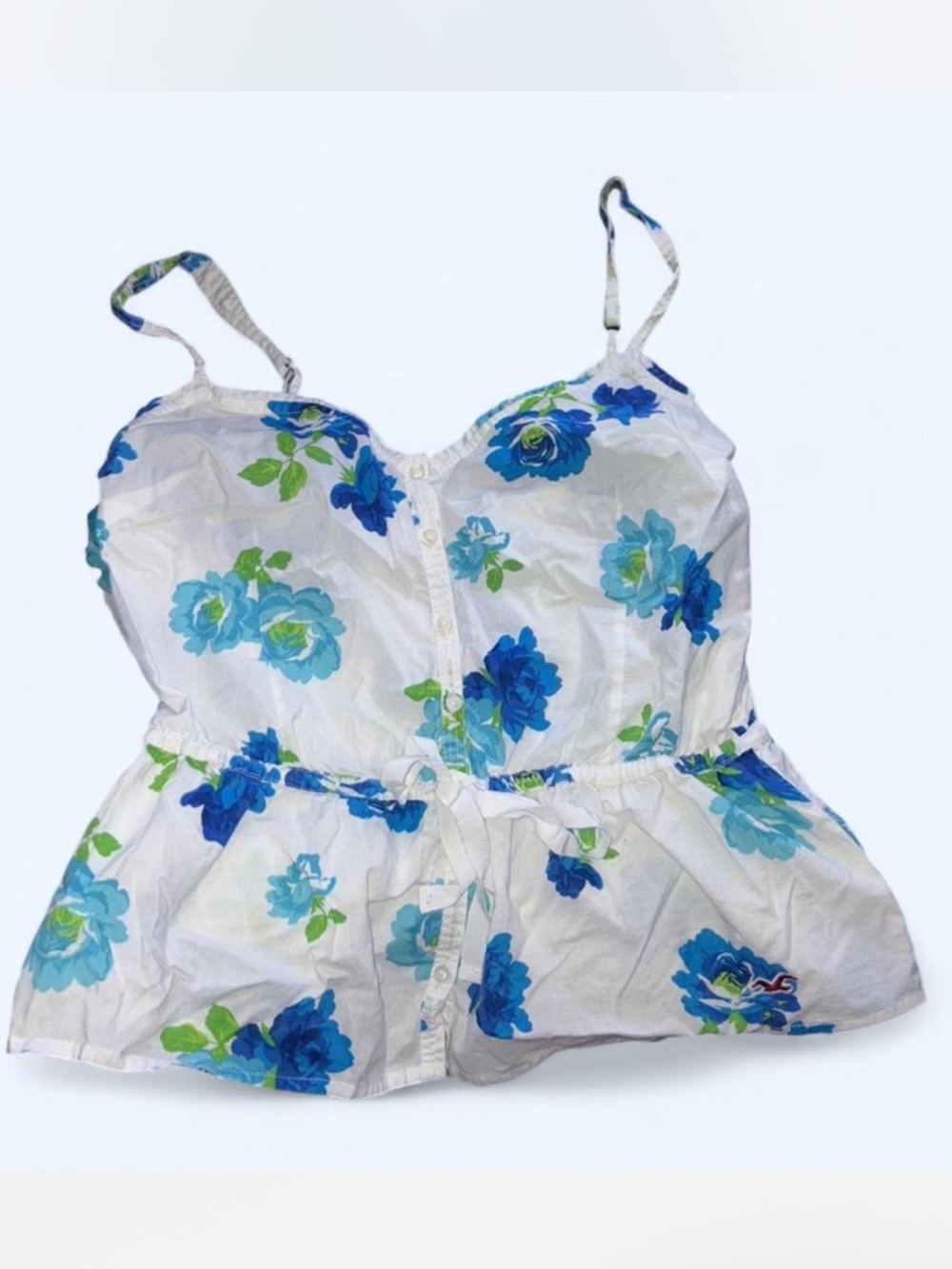 Hollister White Camisole with Blue Floral Print